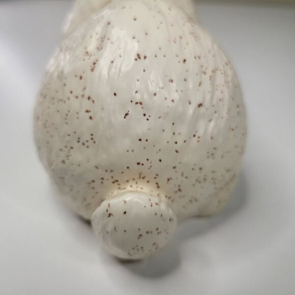 Ceramic Bunny Rabbit Glazed Holland Lop Ear Cream Speckled Eyelash 7 Inches Long - Picture 6 of 12